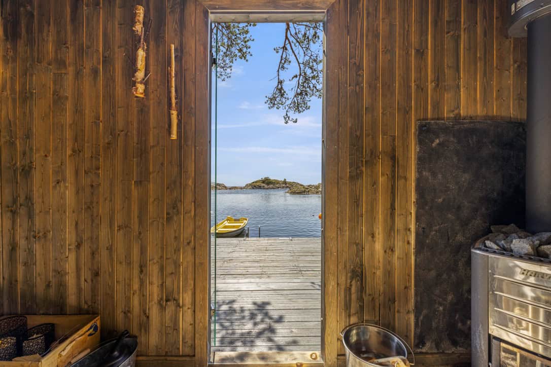 Modern spa and sauna complex at Aquarama in Kristiansand with views over the southern Norwegian coast